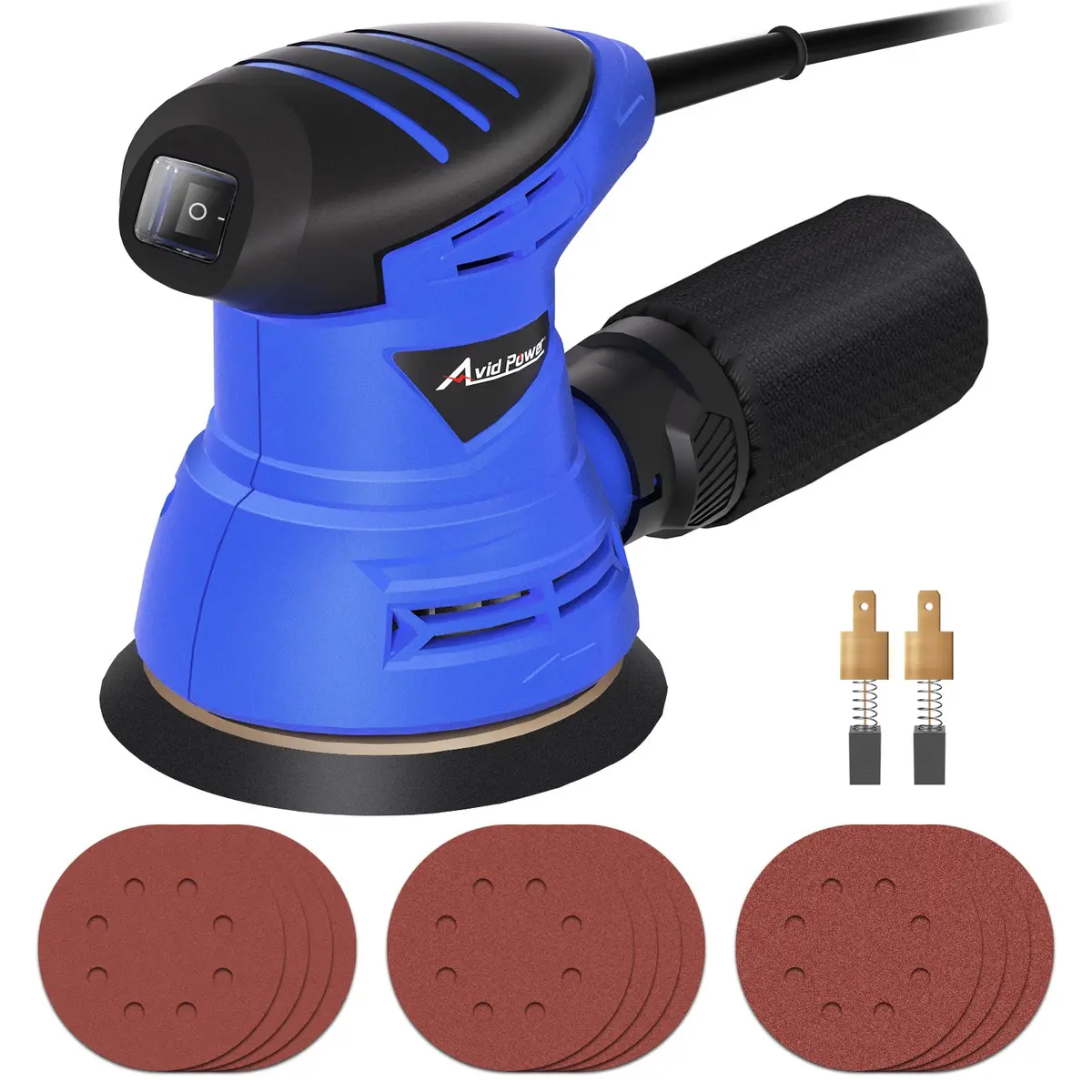 Avid Power 5 Inch Orbital Sander, 12000 Rpm Electric Sander Tool, Random Orbit Sander For Woodworking, 12 Pcs Sandpapers And Dust Collection Bag 1