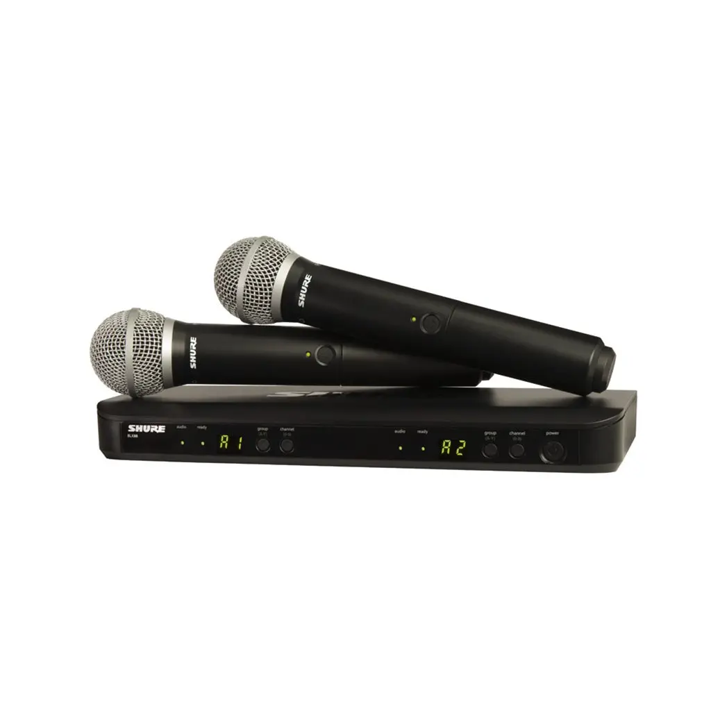 Shure Wireless Dual Handheld System 2 X Blx2pg58 Mic & Blx88 Rx Auto Setup: 614-638Mhz 1