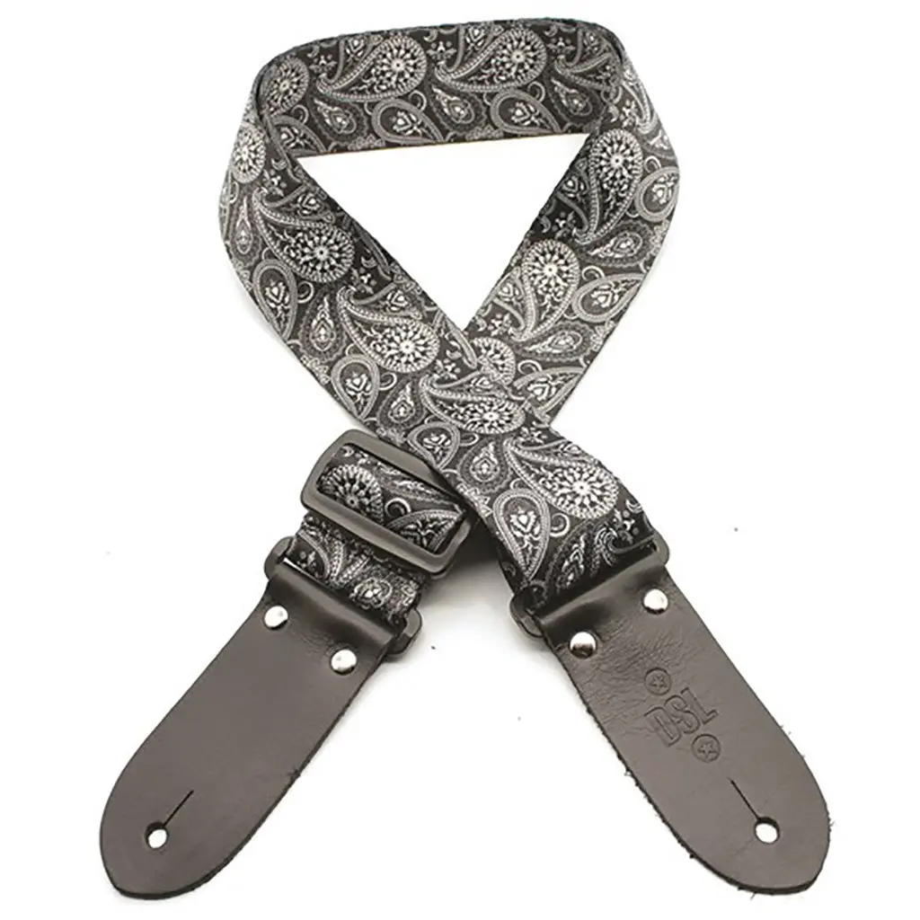 Dsl - Dp20 Guitar Strap, Digital Printed Webbing, 2" - Black Paisley 1