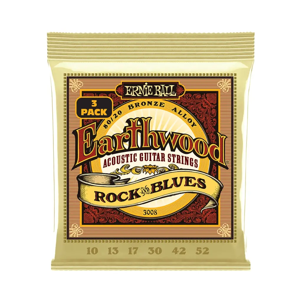 Ernie Ball Earthwood Rock & Blues W/Plain G 8020 Bronze 10-52 Acoustic Guitar Strings - 3 Pack 1