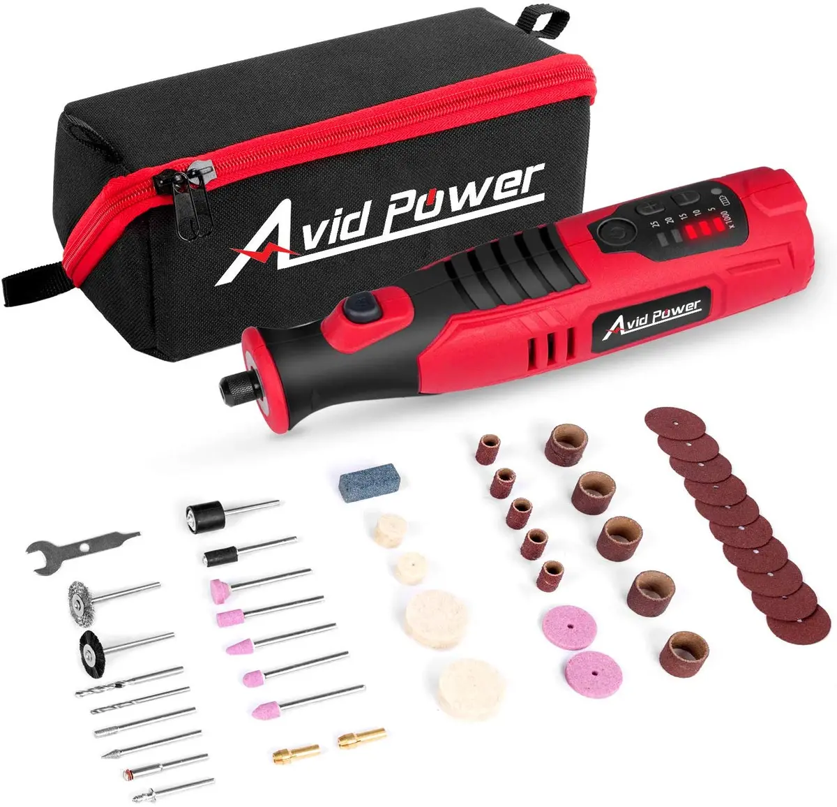8V Li-Ion Cordless Micro Rotary Tool With Five-Speed, 4 Front Led Lights And 60Pcs Accessories Kit For Carving, Engraving, Cutting 1