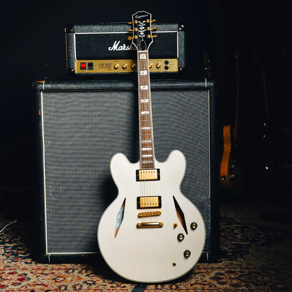 Epiphone Emily Wolfe "White Wolfe" Sheraton Semi-Hollow Electric Guitar - Aged Bone White 1