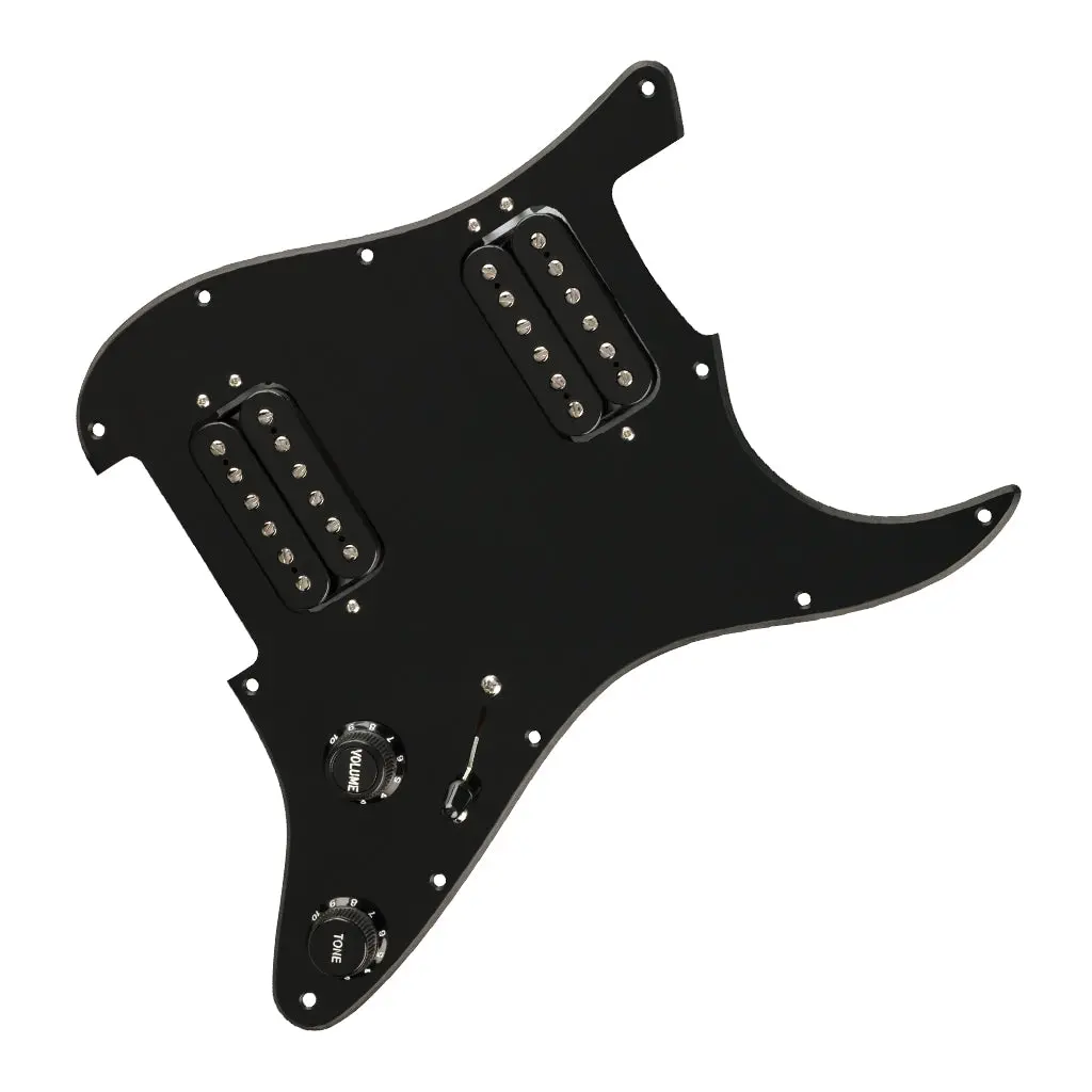 Fender Pre-Wired Strat Pickguard With Quadra Tap Hh Pickups - 11 Hole Black 1