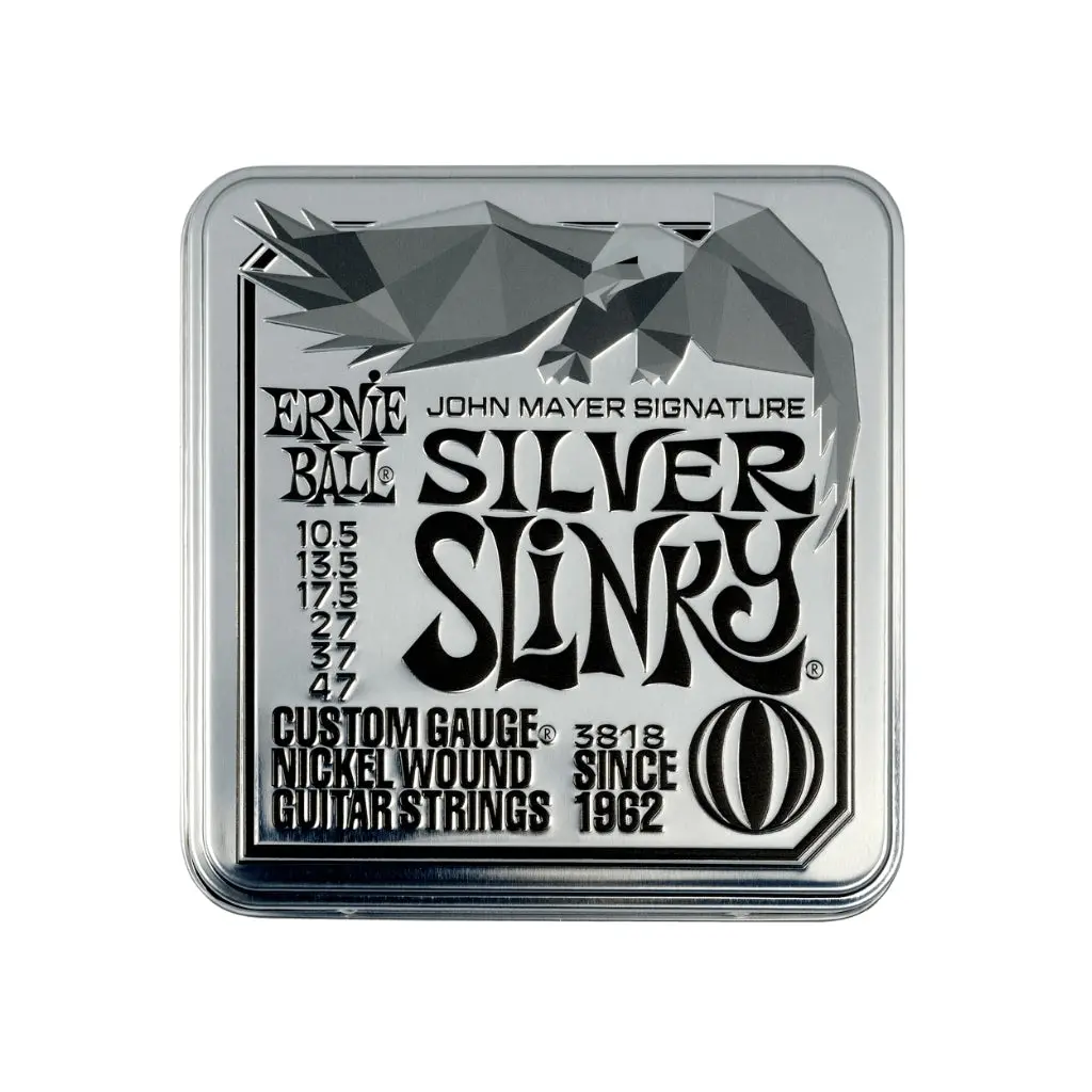 Ernie Ball John Mayer Signature Silver Slinky Nickel Wound 10.5-47 Electric Guitar Strings - 3 Pack Tin 1