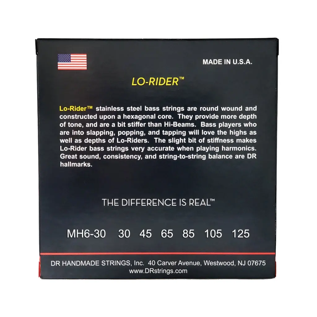 Dr Lo-Rider Stainless Steel 6-String Bass Guitar Strings - Medium 30-125 2
