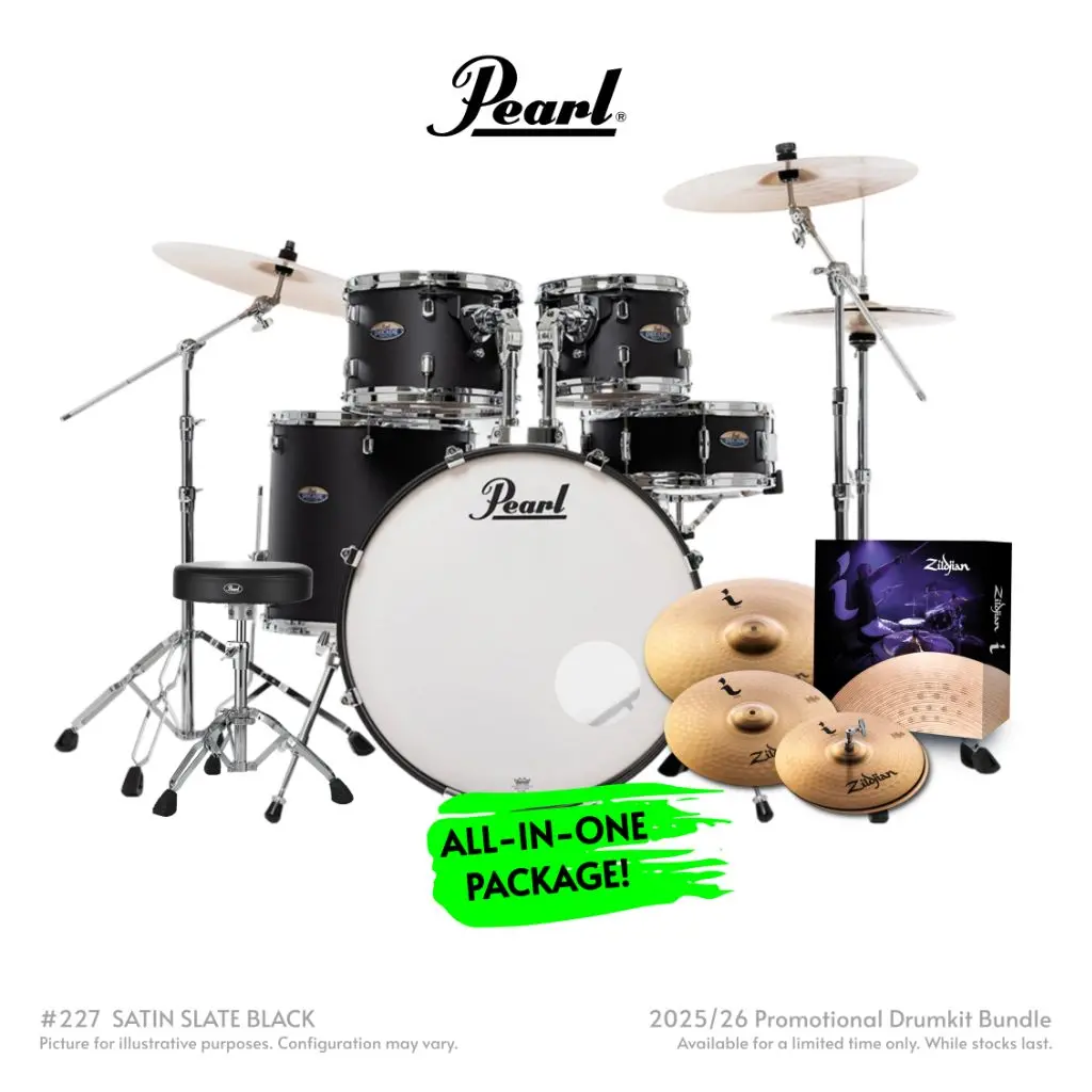 Pearl Decade Maple 5Pc 22" Fusion Plus Increda-Bundle Drum Kit - Satin Slate Black 1