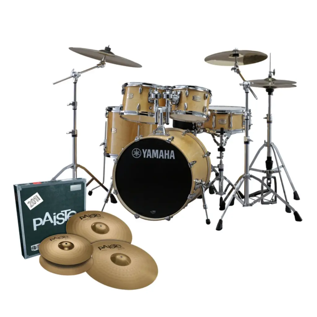 Yamaha Stage Custom Birch Next Stage Fusion Shell Pack With Hardware And Cymbals - Natural Wood 1