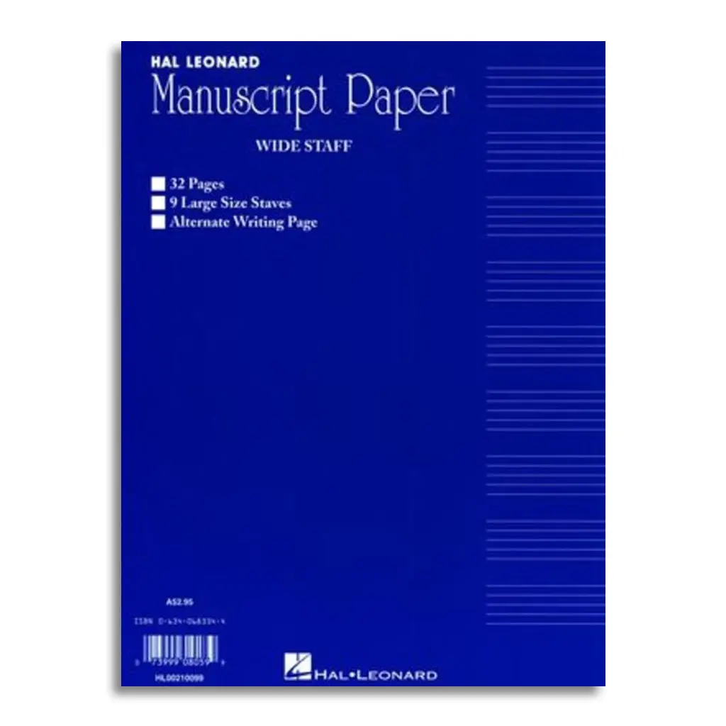 Wide Staff Manuscript 32Pg Blue 9 Stave Interleaved 1