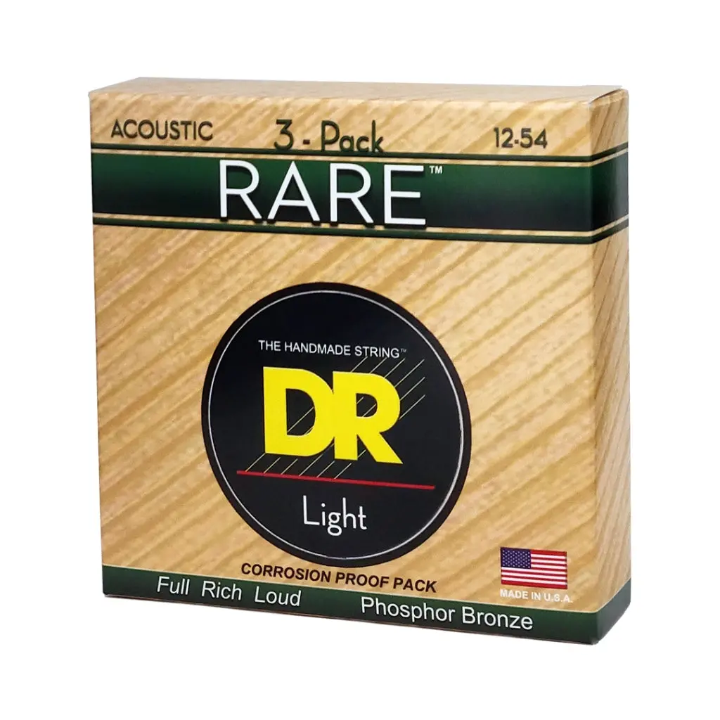Dr Rare Phosphor Bronze Acoustic Guitar Strings - 3-Pack Light 12-54 1