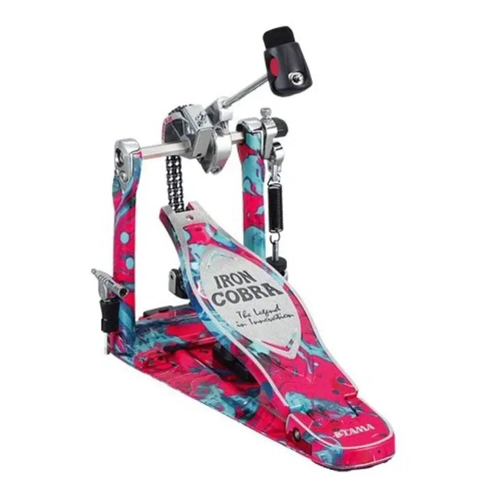 Tama 50Th Anniversary Limited Iron Cobra Power Glide Single Pedal - Marble Coral Swirl 1