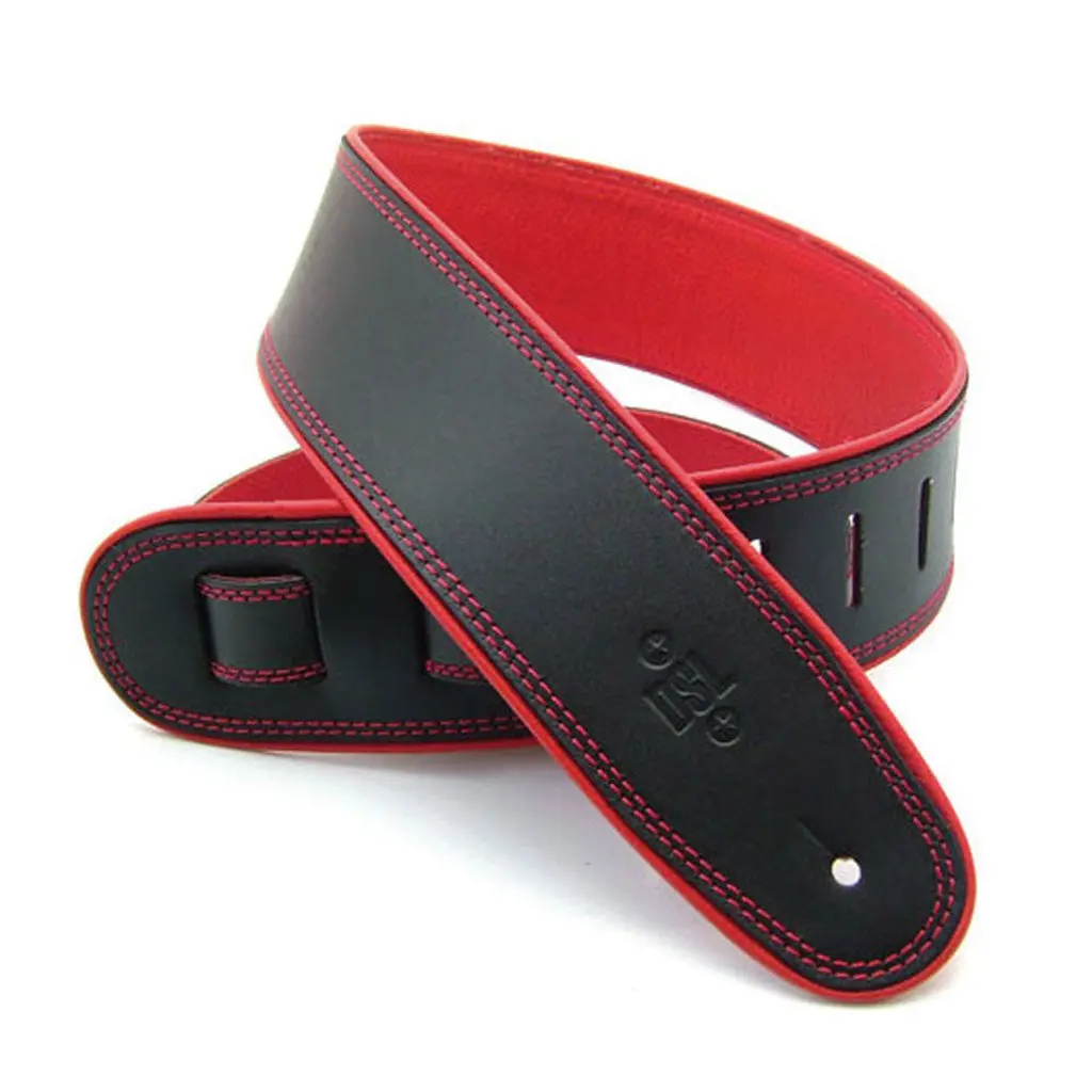 Dsl Gep25-15-6 Strap 2.5" Leather Rolled Edge Black/Red 1