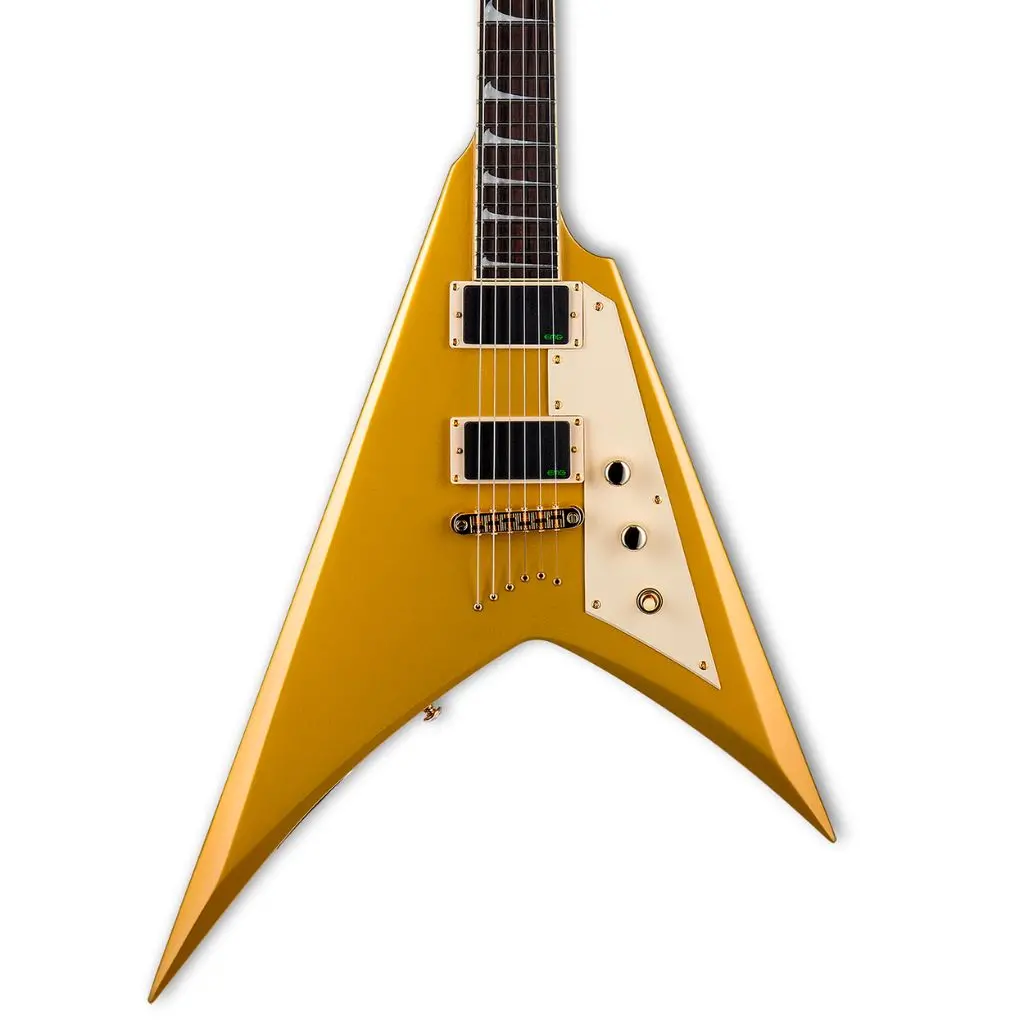 Esp Ltd Kirk Hammett Signature V Electric Guitar- Gold Sparkle - Lkh-Vmgo 1