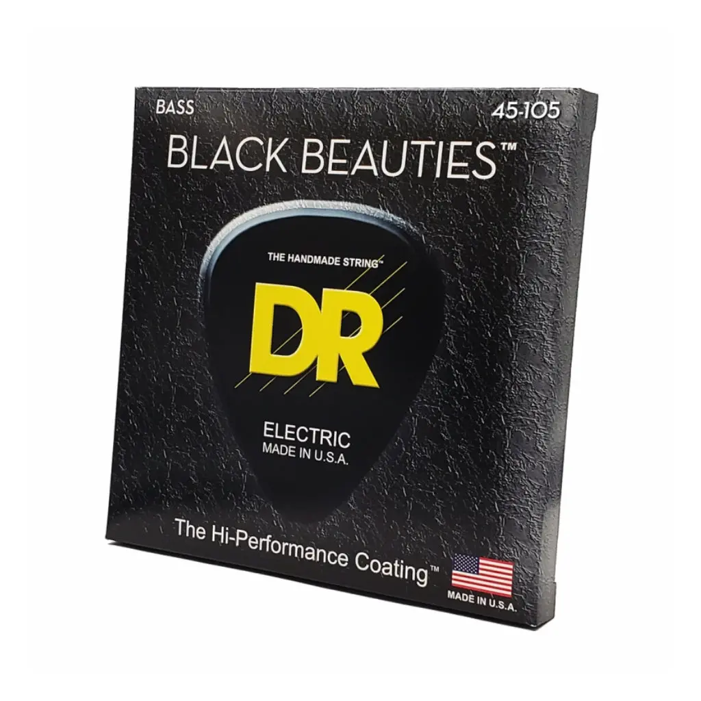 Dr Strings Black Beauties Coated Steel Bass Guitar Strings - Medium 45-105 1