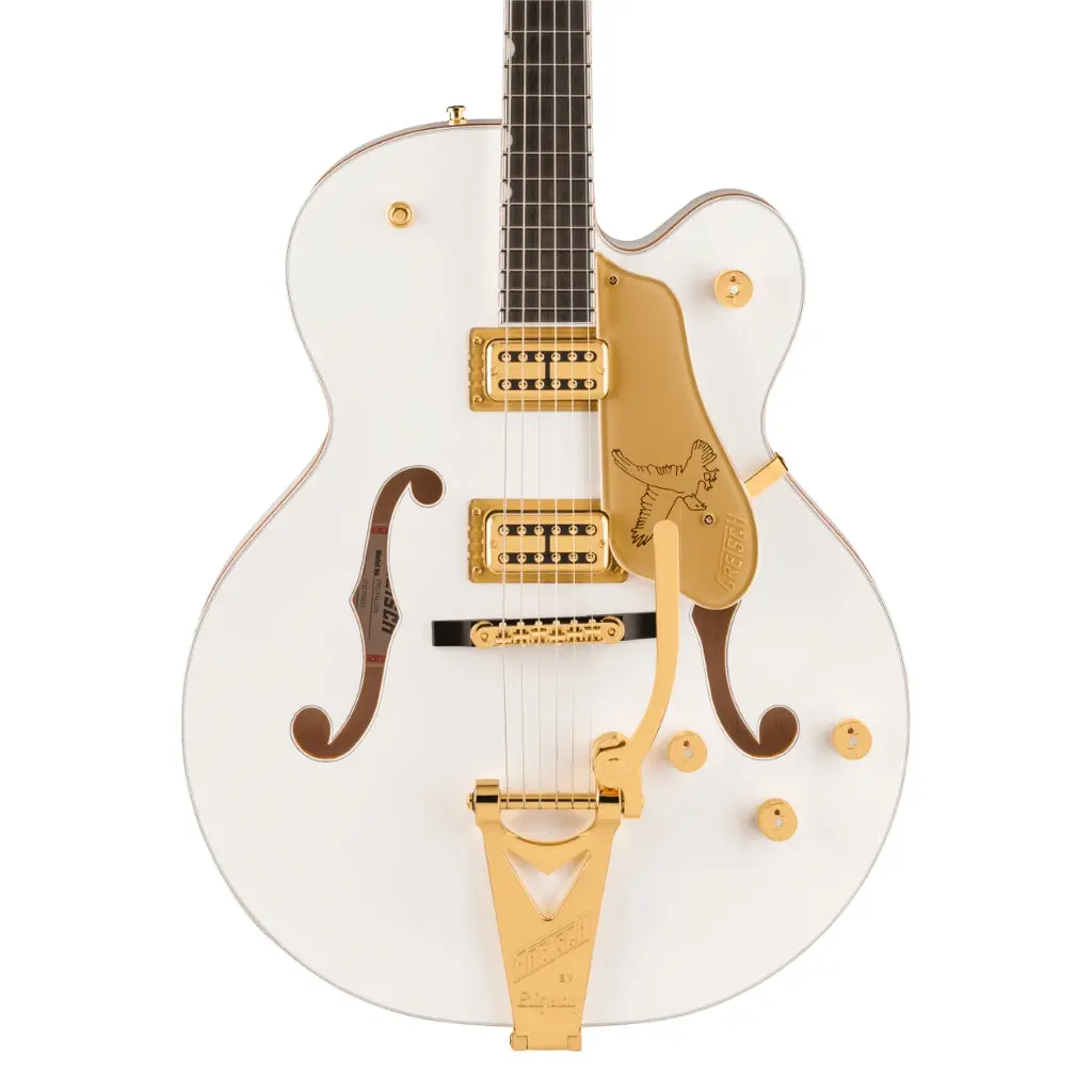 Gretsch Falcon Hollow Body Ebony Fingerboard With String Thru Bigsby And Gold Hardware - White 1