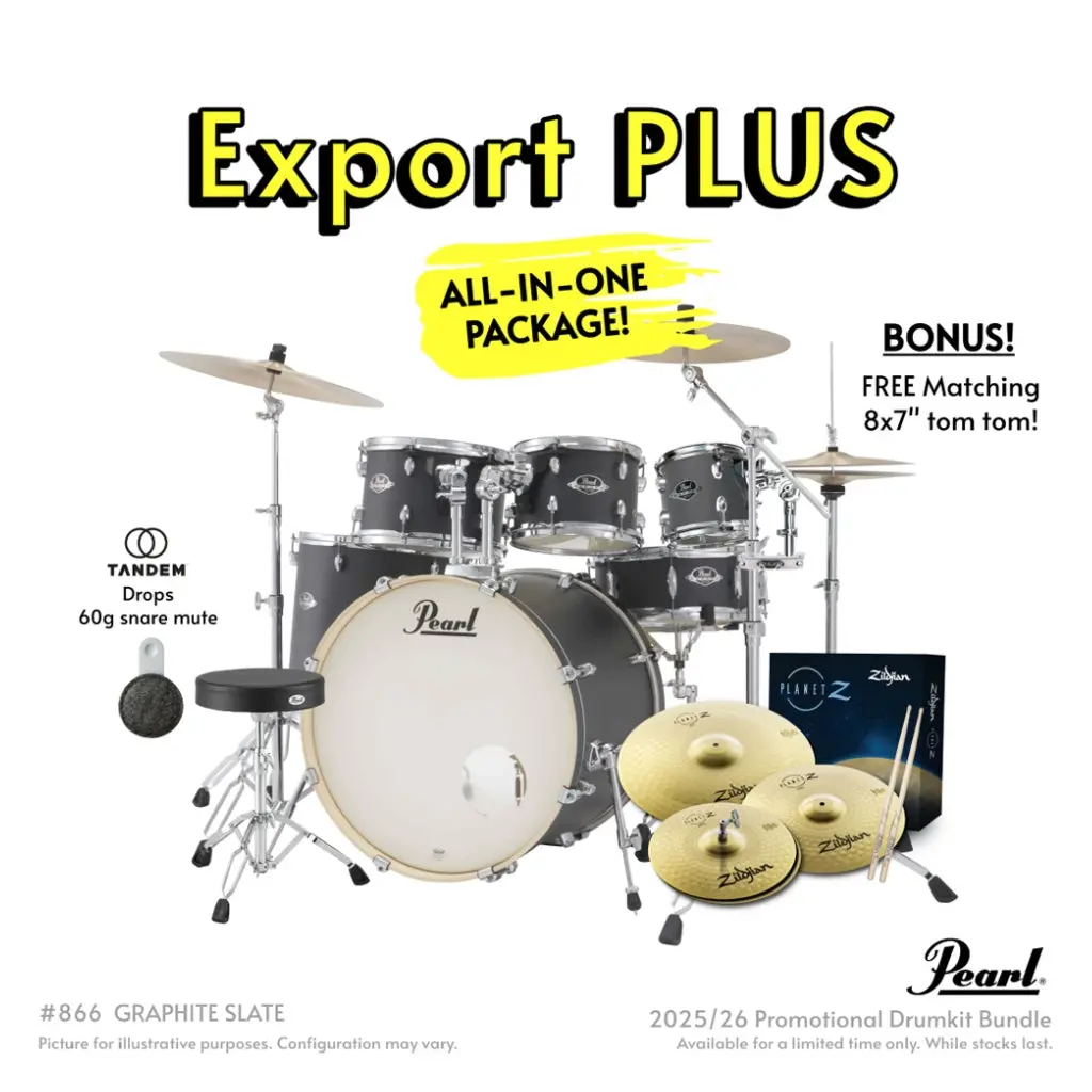 Pearl Export Plus 5Pc 22" Fusion Drum Kit With Zildjian Cymbals - Graphite Slate 1