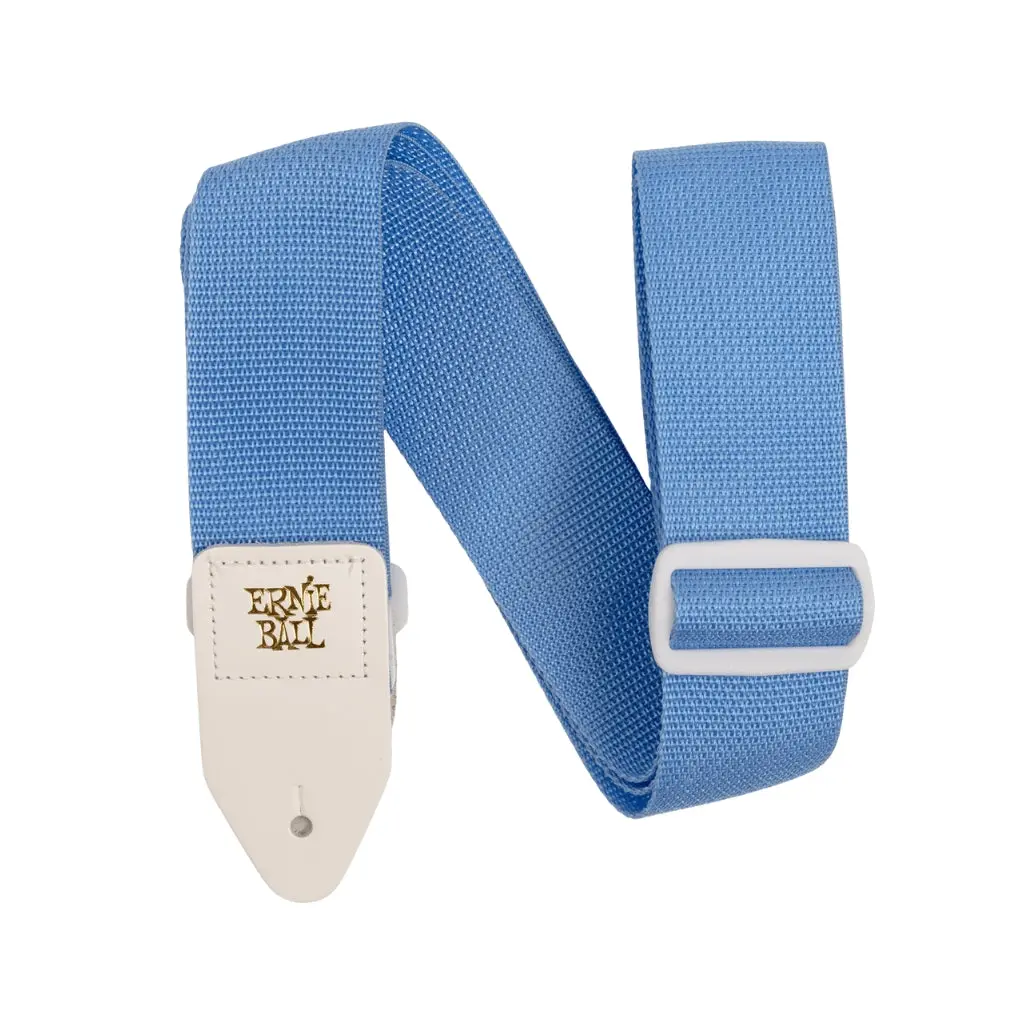 Ernie Ball Polypro Guitar Strap/Bass Strap - Soft Blue W/ White 1