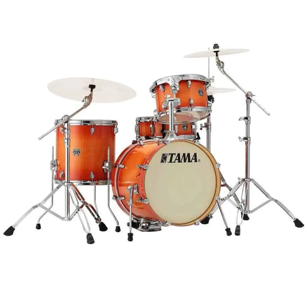 Tama Superstar Classic 4-Piece Shell Pack With 18" Bass Drum And Sm5w Hardware Pack Included - Tangerine Lacquer Burst 1