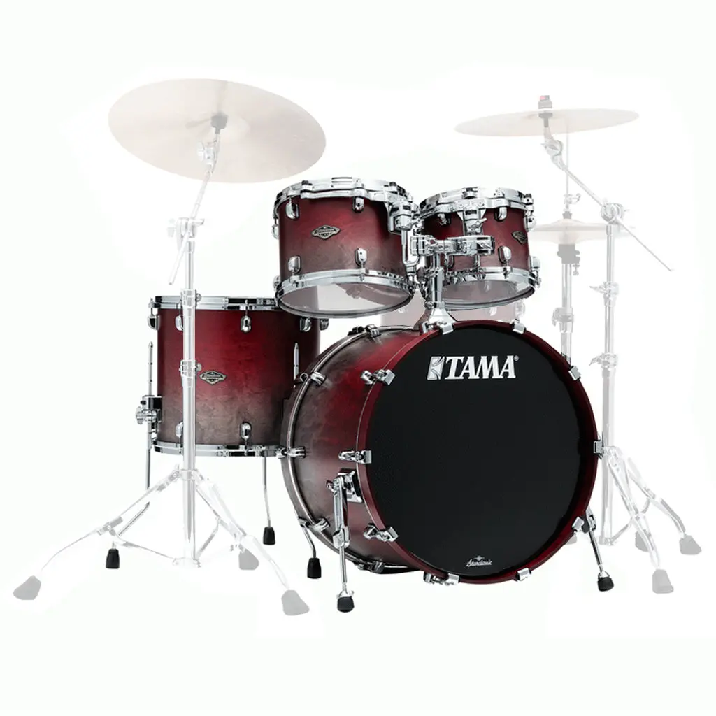 Tama Wbs42s Starclassic Walnut/Birch 4-Piece Shell Pack With 22" Bass Drum - Satin Burgundy Fade (No Hardware Included) 1