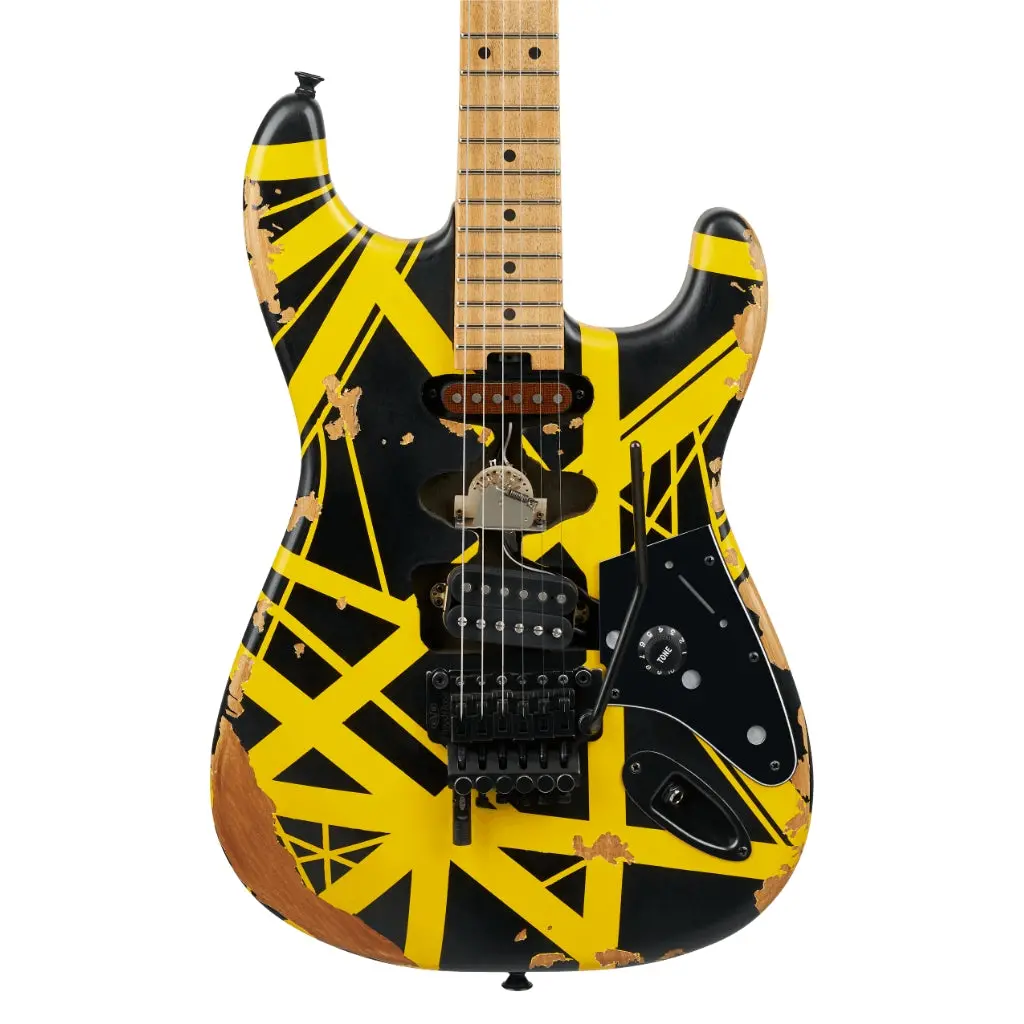 Evh Limited Edition Striped Series Frankenstein Frankie  Electric Guitar - Black With Yellow Stripes, Maple Fingerboard 1