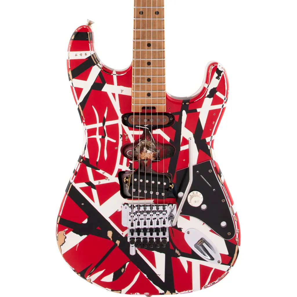Evh - Striped Series Frankie - Maple Fingerboard - Red With Black Stripes Relic 1
