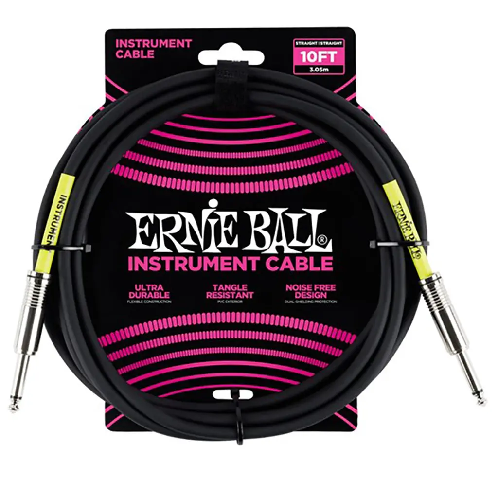 Ernie Ball 3 Meters Straight / Straight Instrument Cable, Black 1