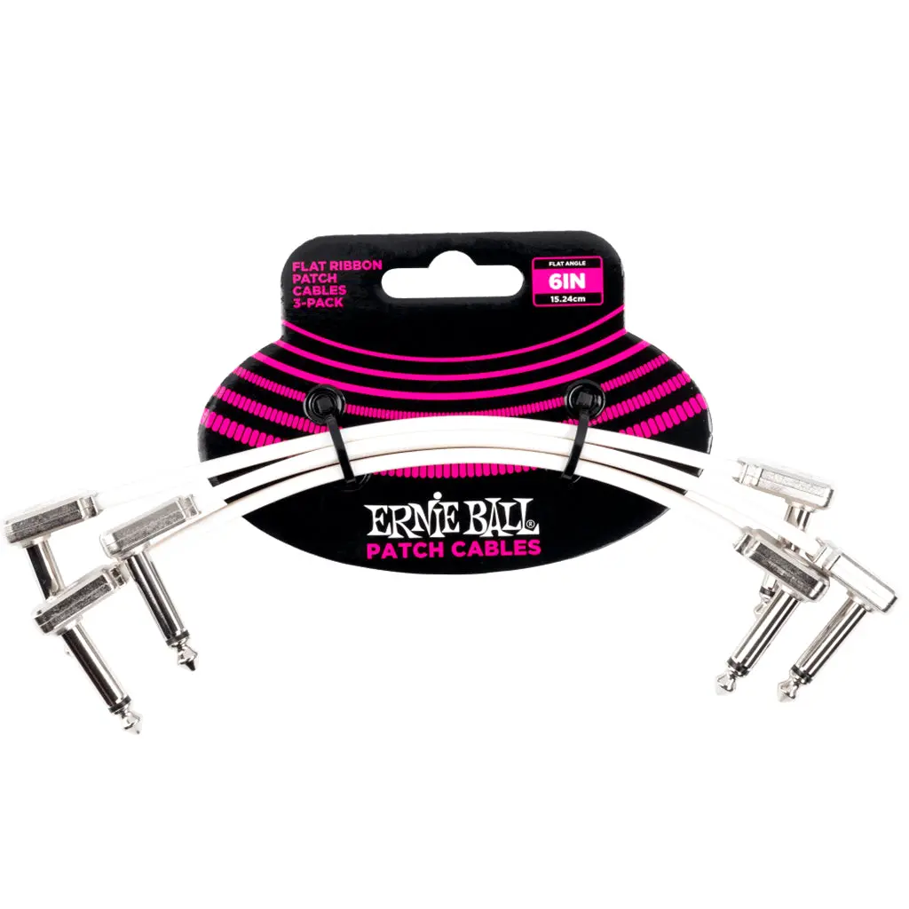 Ernie Ball 6” White Flat Ribbon Patch Cable 3-Pack 1