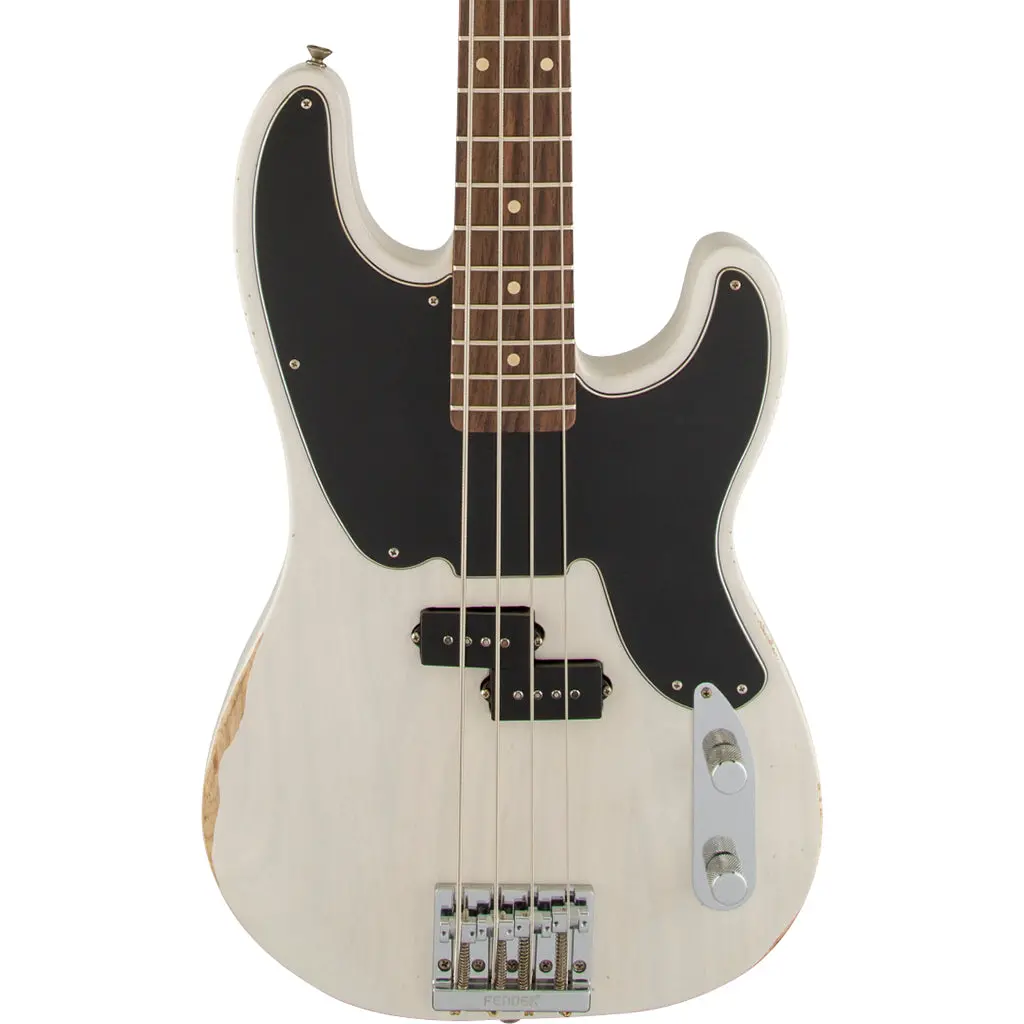 Fender Mike Dirnt Roadworn Precision Bass - White Blonde - Rosewood 1