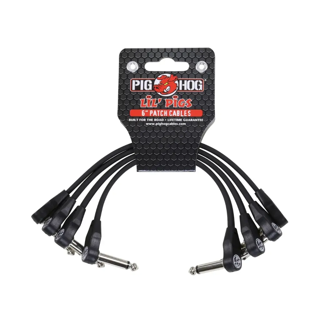 Pig Hog Lil Pigs Low Profile Patch Cable - Black, 6-Inches 4-Pack 1