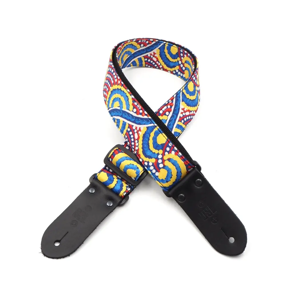 Dsl 2" Indigenous Handmade Fabric Guitar Strap - Mikanji Dreaming 1