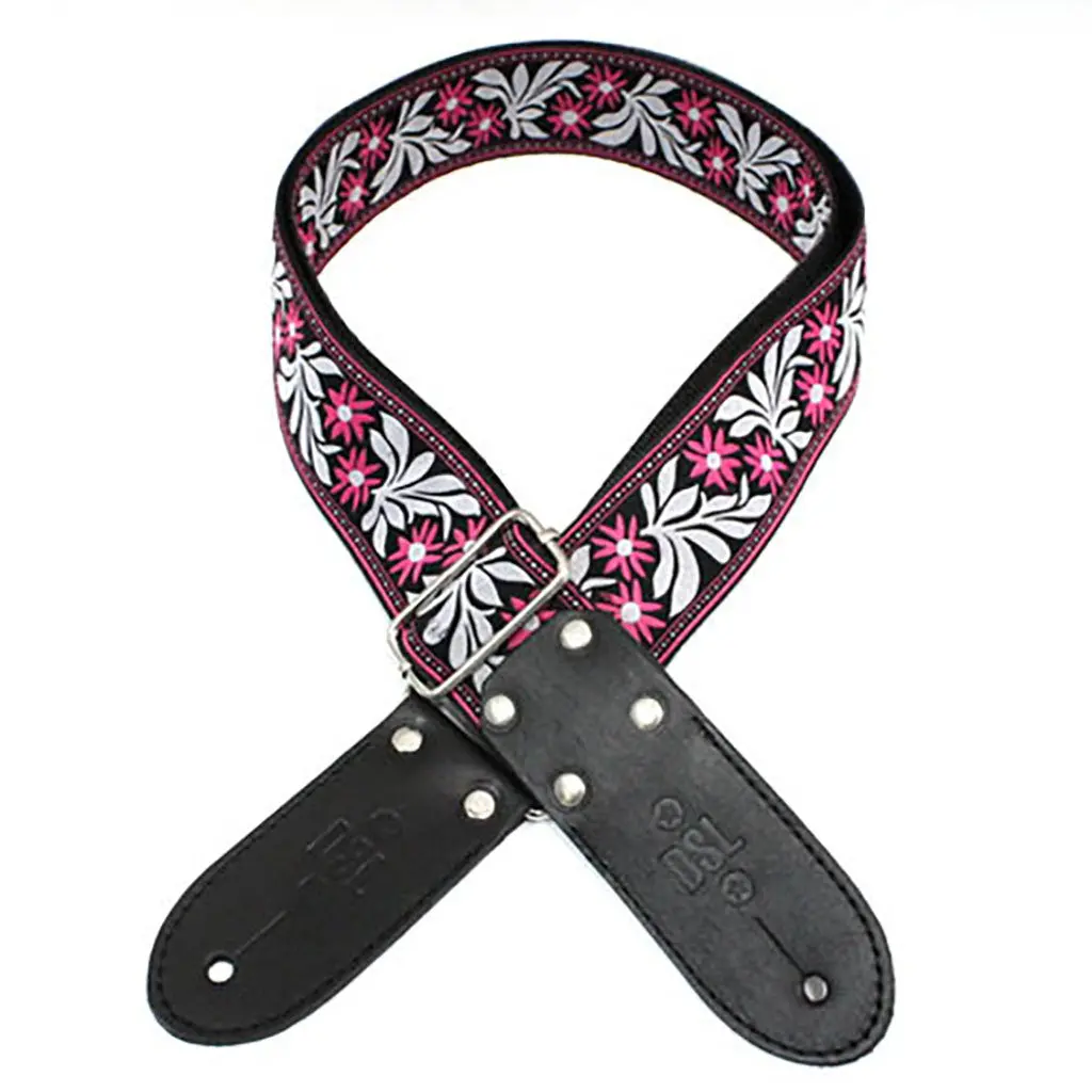 Dsl Jac20-Flower-Fuschia 2" Strap Jacquard Weave - Flower Fuschia 1