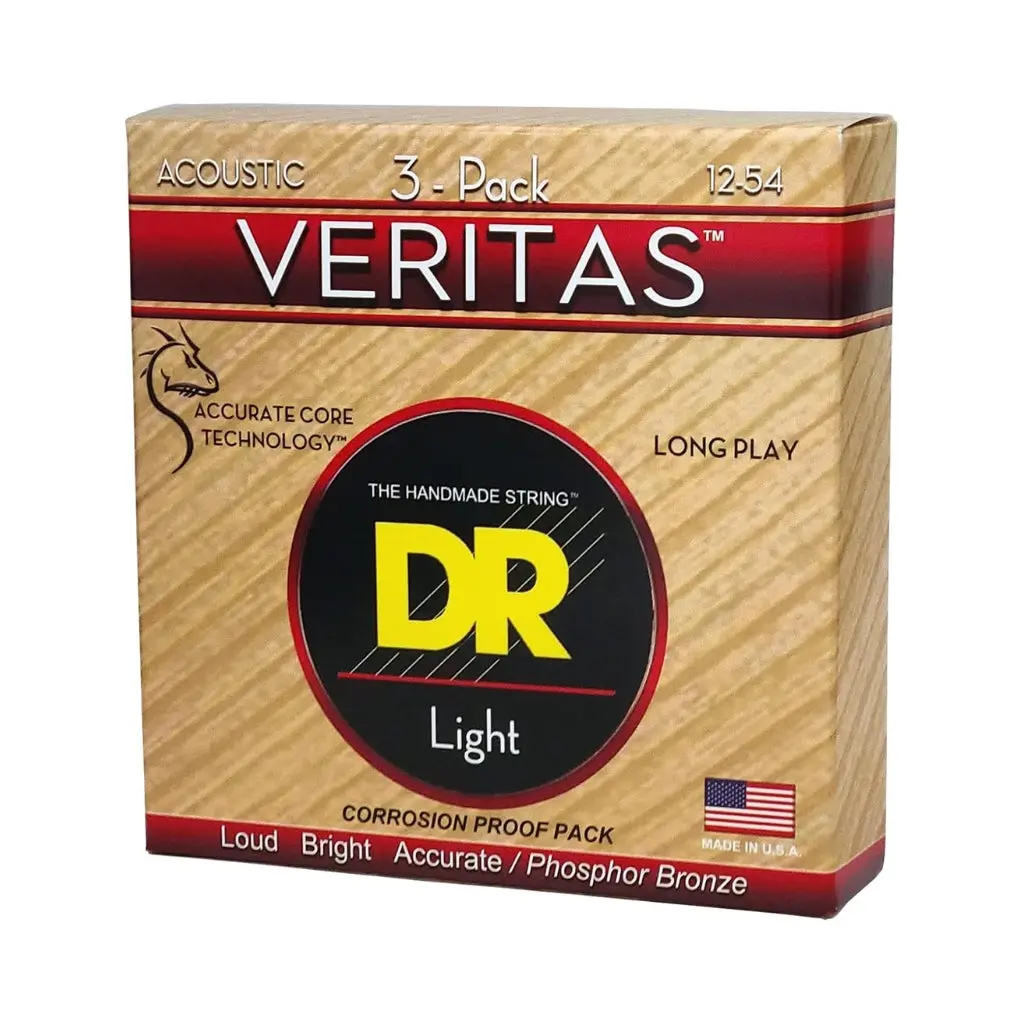 Dr Veritas Phosphor Bronze Acoustic Guitar Strings - 3-Pack Light 12-54 1