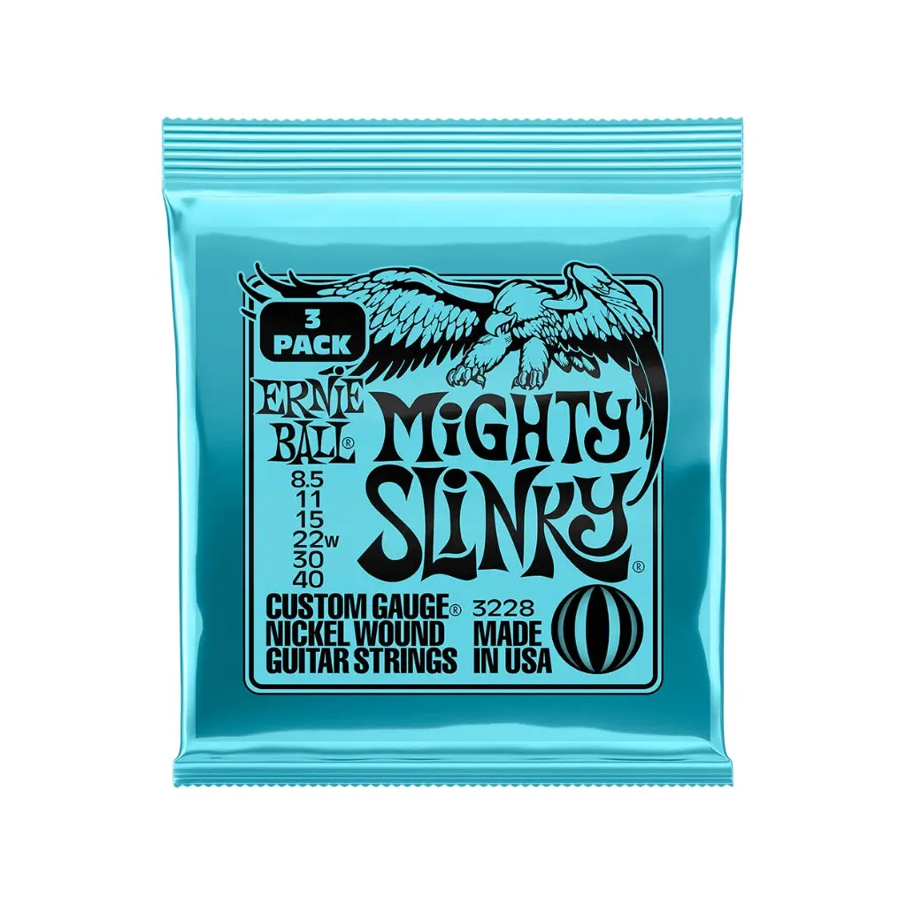 Ernie Ball Mighty Slinky Nickel Wound 8.5-40 Electric Guitar Strings - 3 Pack 1