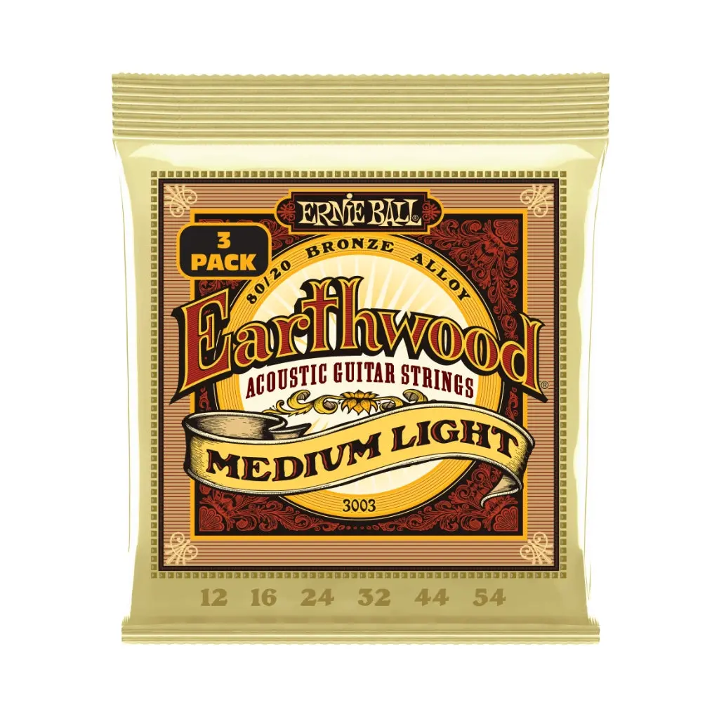 Ernie Ball Earthwood Medium Light 8020 Bronze Acoustic 12-54 Guitar Strings - 3 Pack 1
