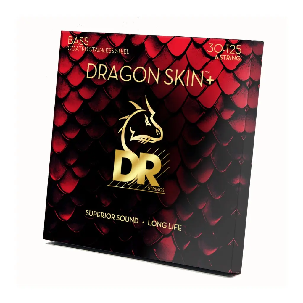 Dr Strings Dragon Skin+ Coated 6-String Bass Guitar Strings - Medium 30-125 1
