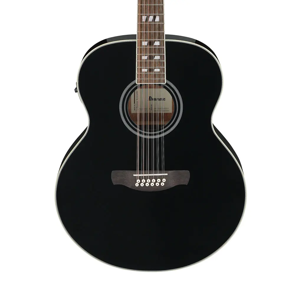 Ibanez Aj7012m1e 12-String Acoustic Guitar W/Pickup - Black High Gloss 1