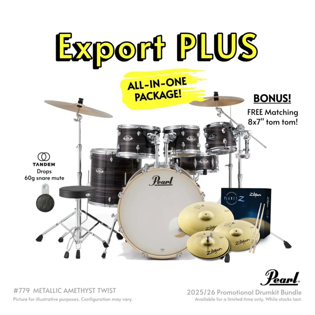 Pearl Export Plus 5Pc 22" Fusion Drum Kit With Zildjian Cymbals - Metallic Amethyst Twist 1