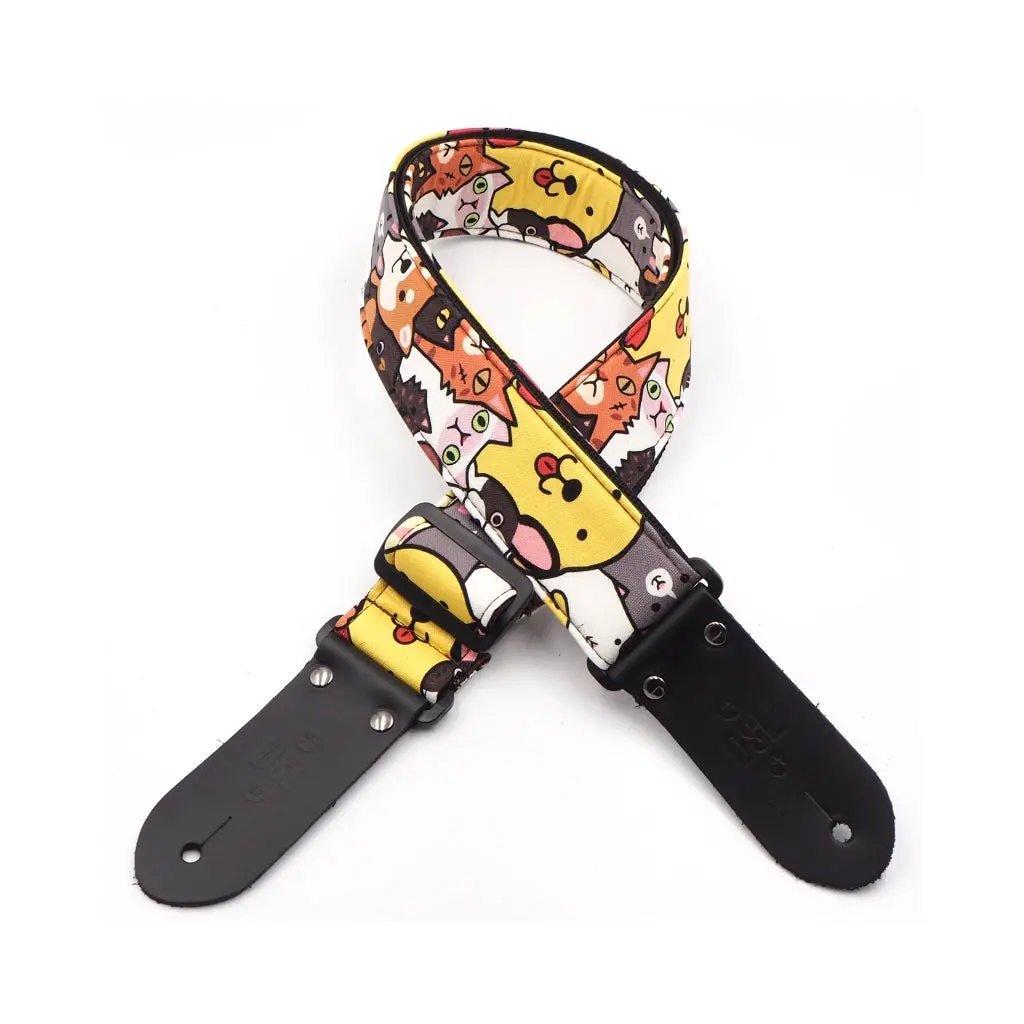 Dsl 2" Handmade Printed Fabric Guitar Strap - Cats & Dogs 1