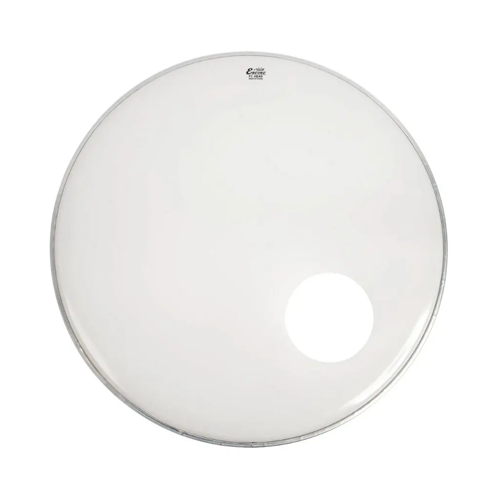 Remo Encore Powerstroke 3 Smooth White Bass Drumhead With 5" Offset Hole - 24 Inches 1