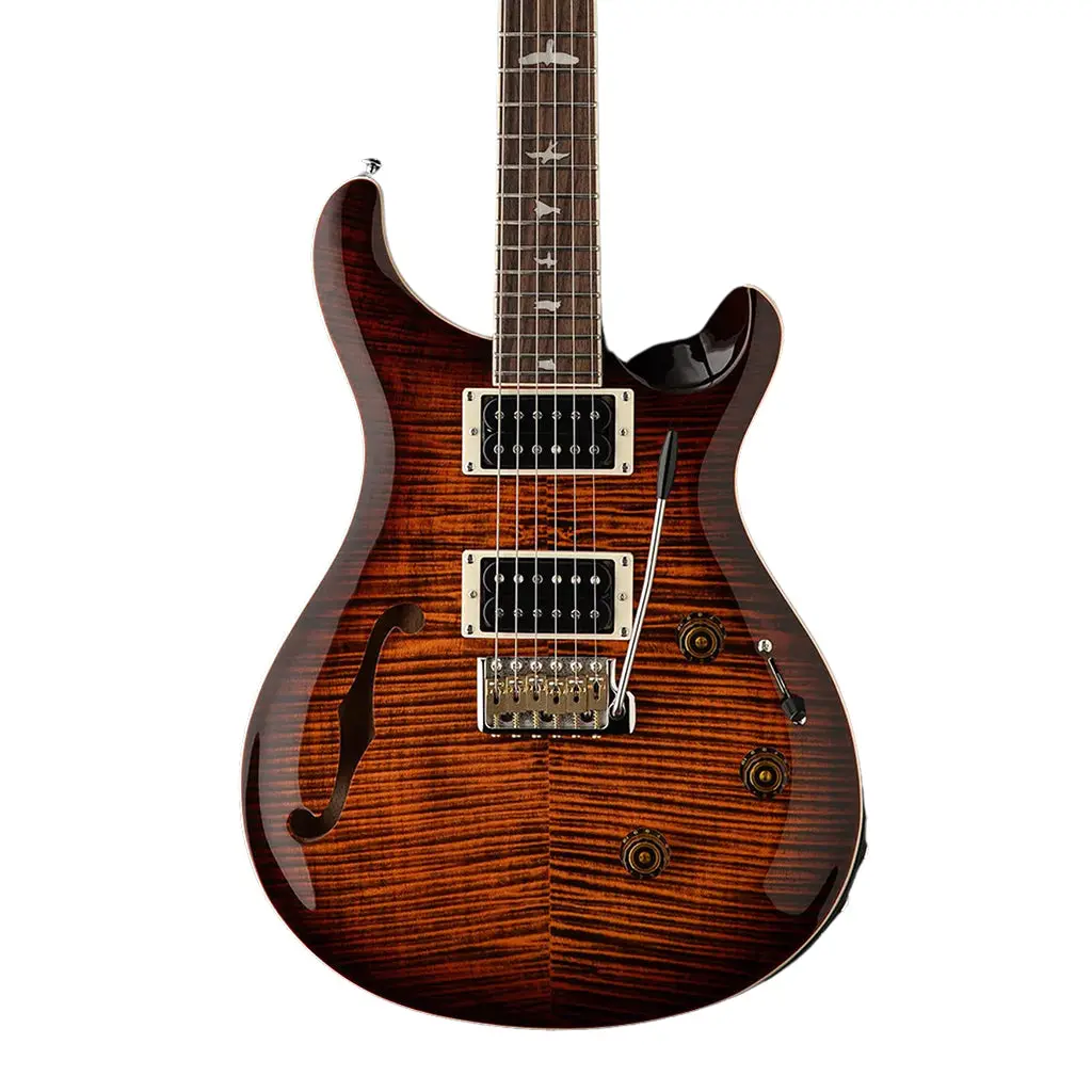 Prs Se Custom 24 Semi Hollow Piezo - Orange Tiger Smoke Burst 1