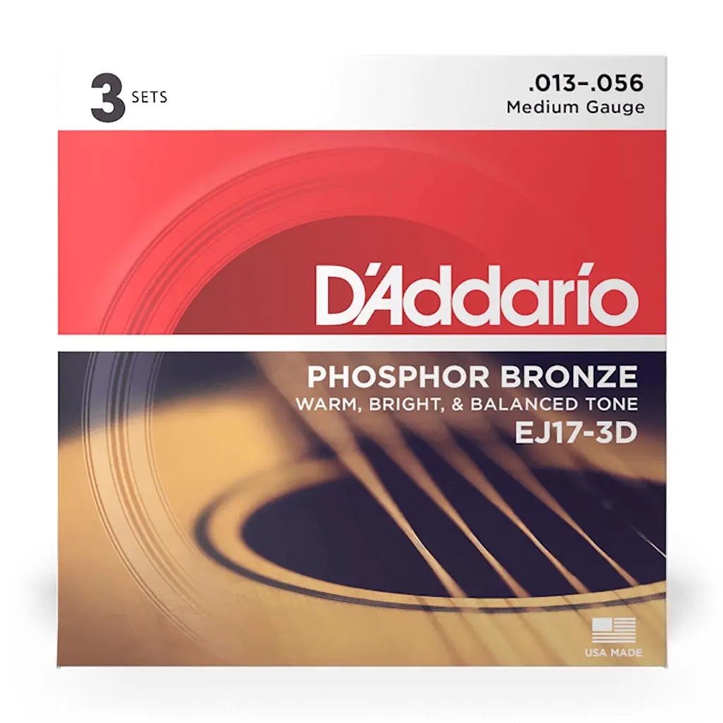 D'addario - Ej17-3D - 3 Pack Phosphor Bronze Medium 13-56 - Acoustic Guitar Strings 2