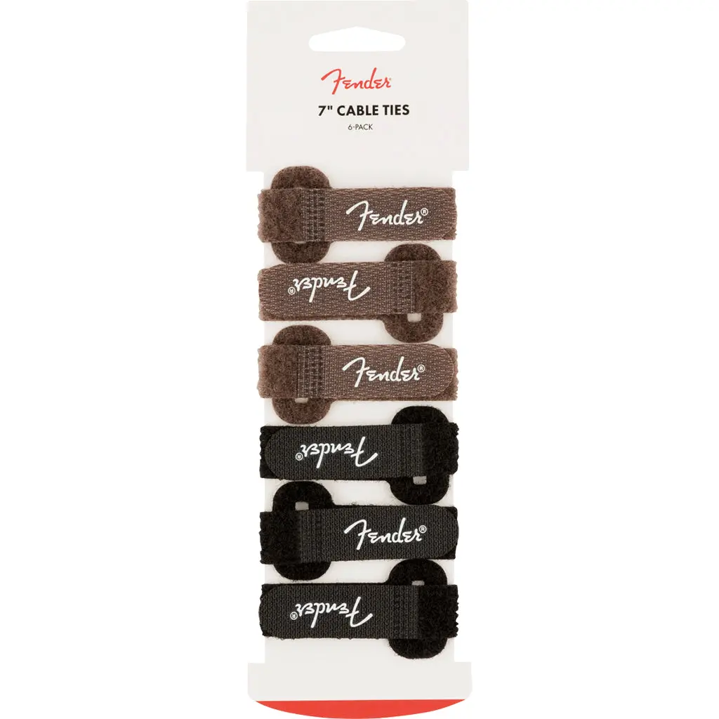 Fender 7" Velcro Cable Ties - 3 Black 3 Brown 1