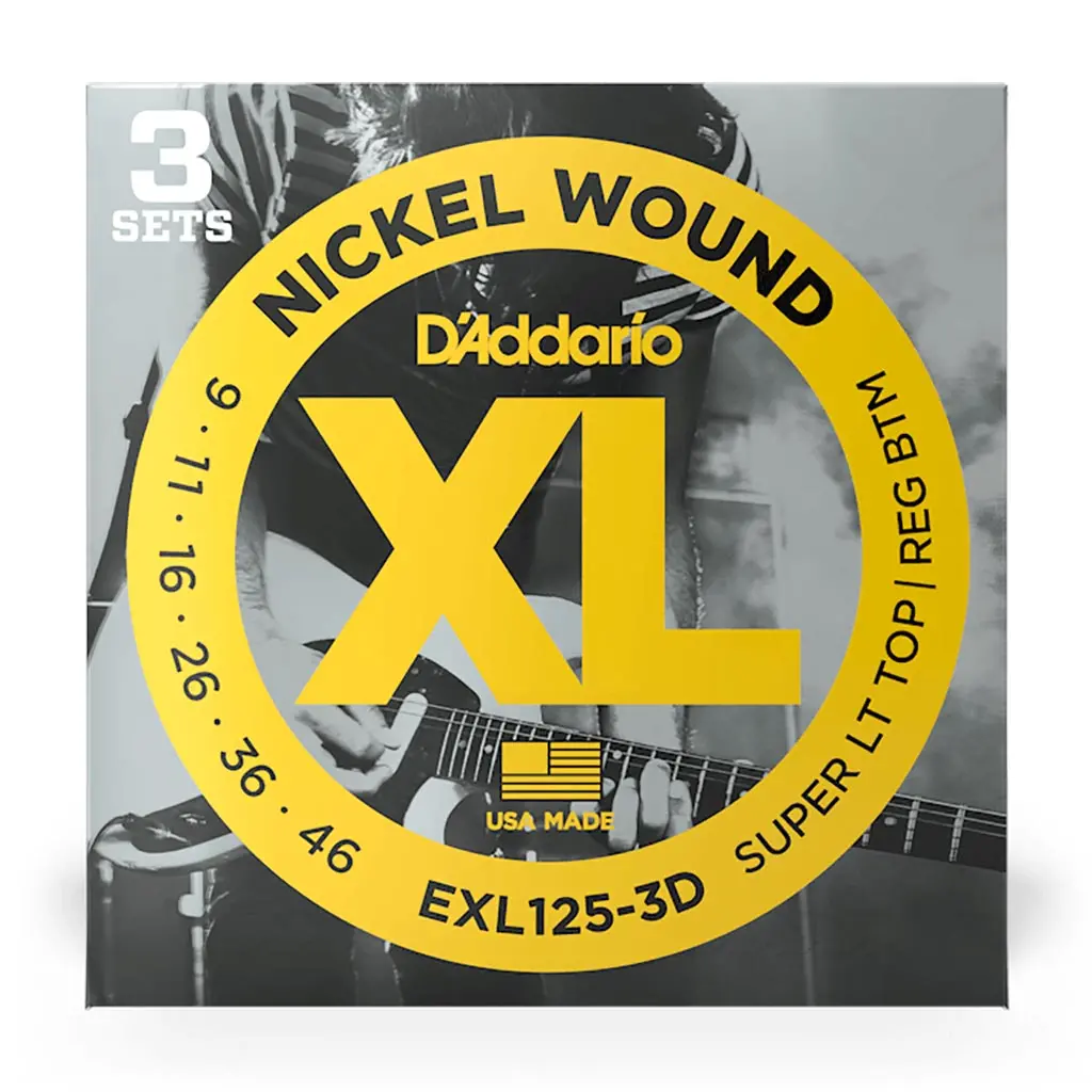 D'addario - Exl125-3D - 3 Pack Nickel Wound Super Light Top Regular Bottom 9-46 - Electric Guitar Strings 1