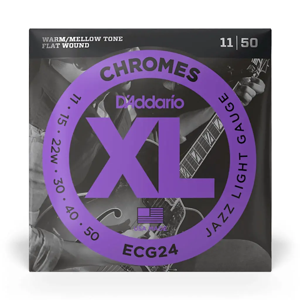 D'addario - Ecg24 - Chrome Jazz Light 11-50 Flat Wound - Electric Guitar Strings 1