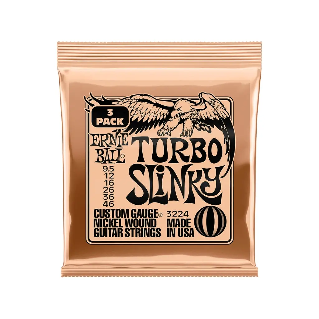 Ernie Ball Turbo Slinky Nickel Wound 9.5-46 Electric Guitar Strings - 3 Pack 1