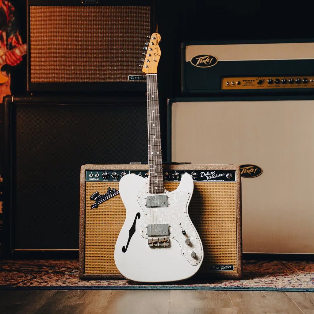 Fender Custom Shop 70S Telecaster Thinline Roadworn Journeyman Electric Guitar - Aged Olympic White 1