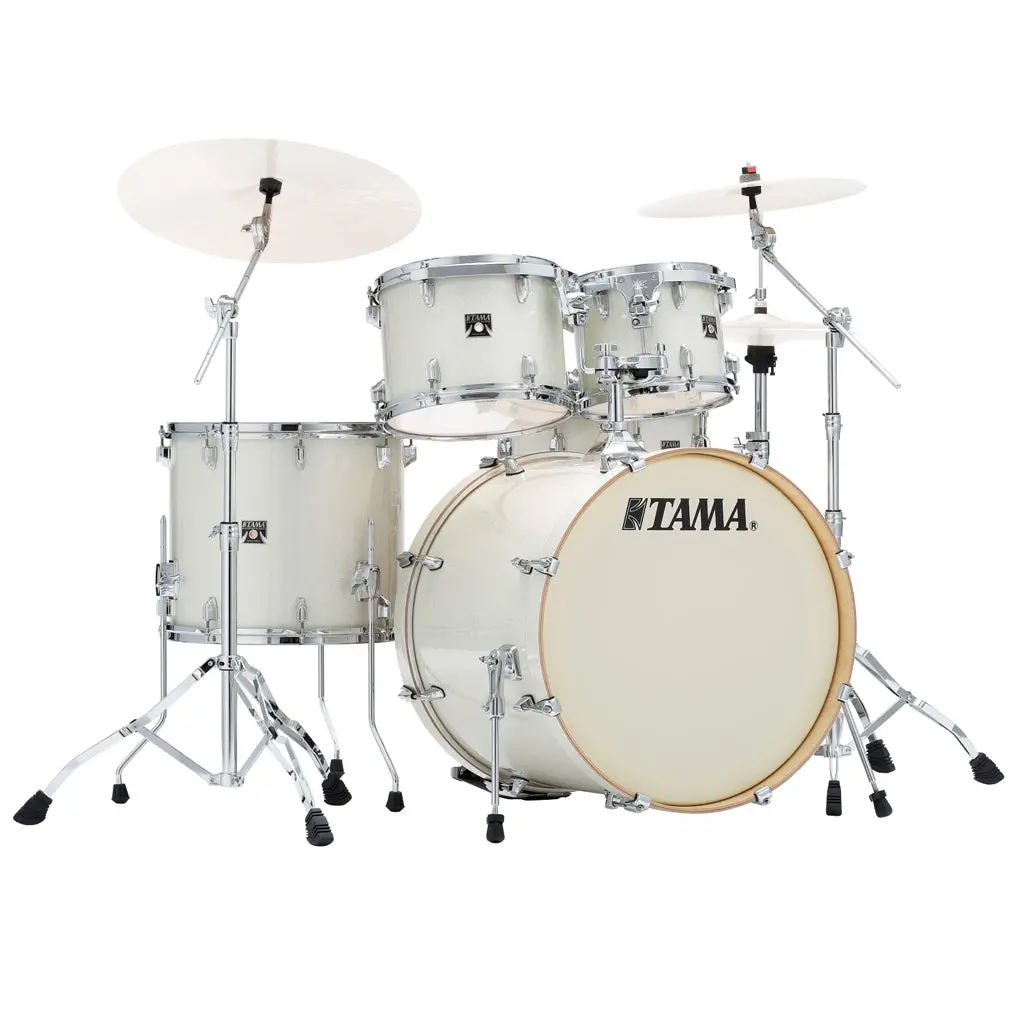 Tama Superstar Classic 5-Piece Shell Pack With 22" Bass Drum And Sm5w Hardware Pack Included - Vintage White Sparkle 1