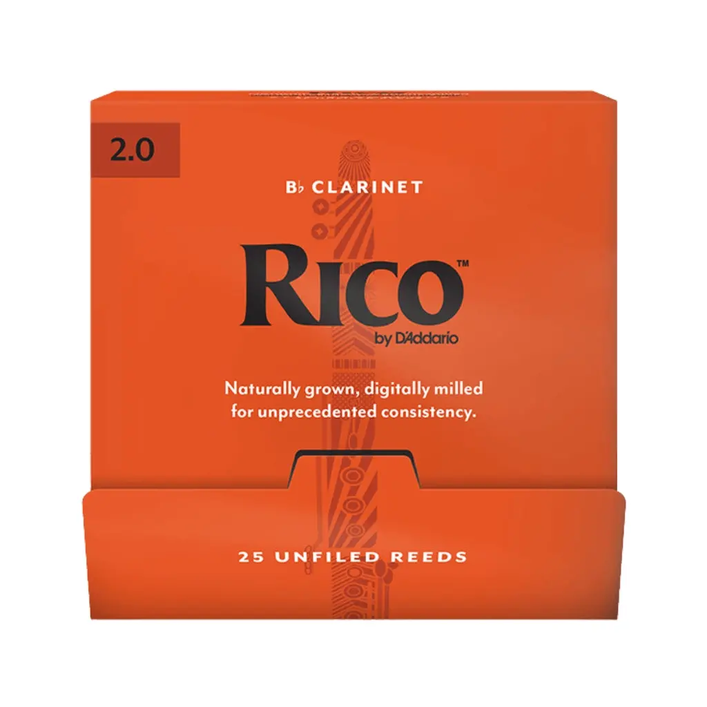 Rico By D'addario Bb Clarinet Reeds, Strength 2.0 - 25 Pack (Single Sealed) 1