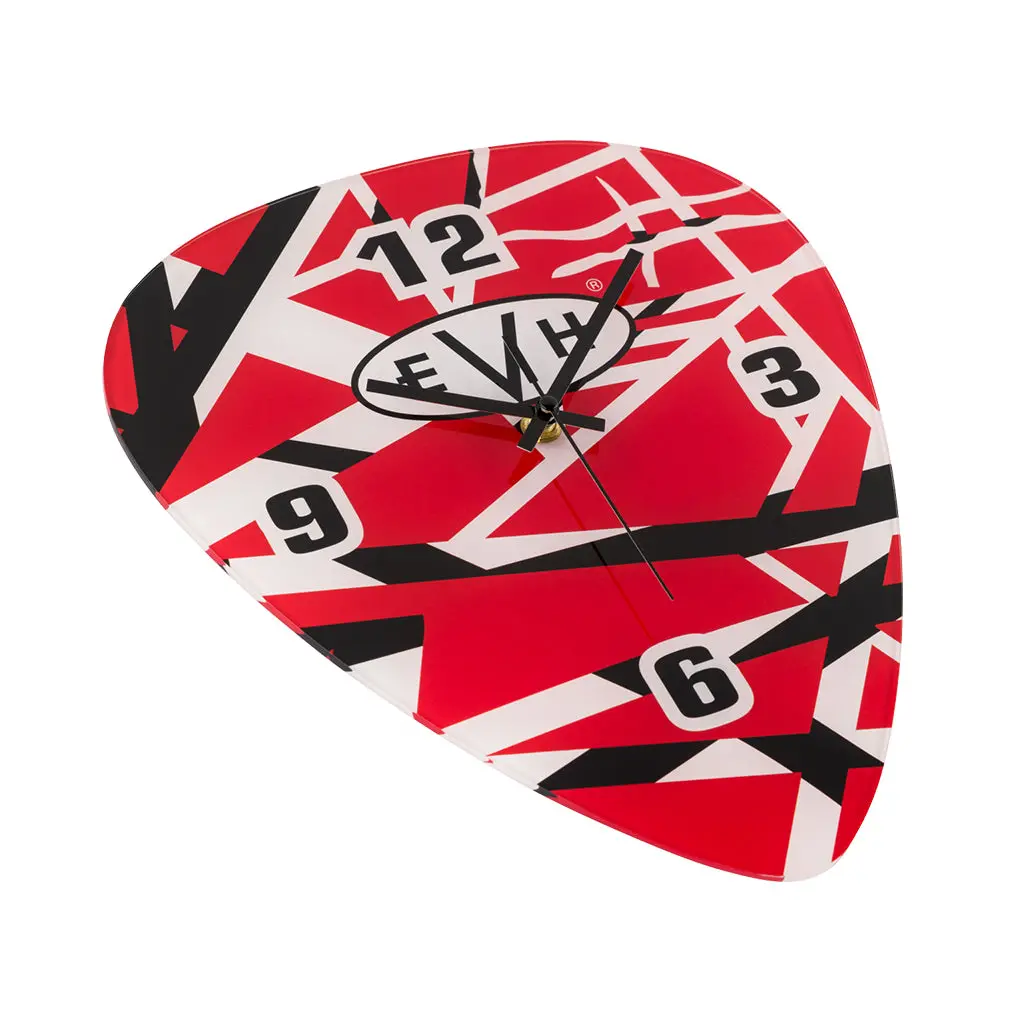 Evh Guitar Pick Shaped Clock - Red/White/Black Stripes 2