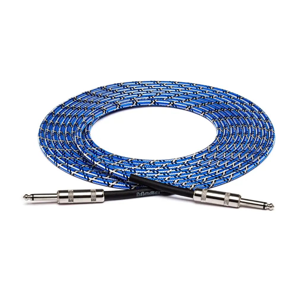 Hosa Technology Straight To Same Cloth Guitar Cable 18Ft Blue/White/Black 1