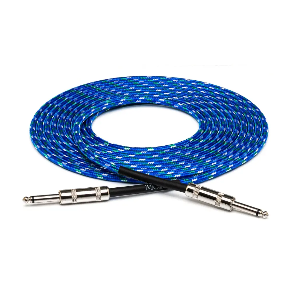 Hosa Technology Straight To Same Cloth Guitar Cable 18Ft Blue/Green/White 1